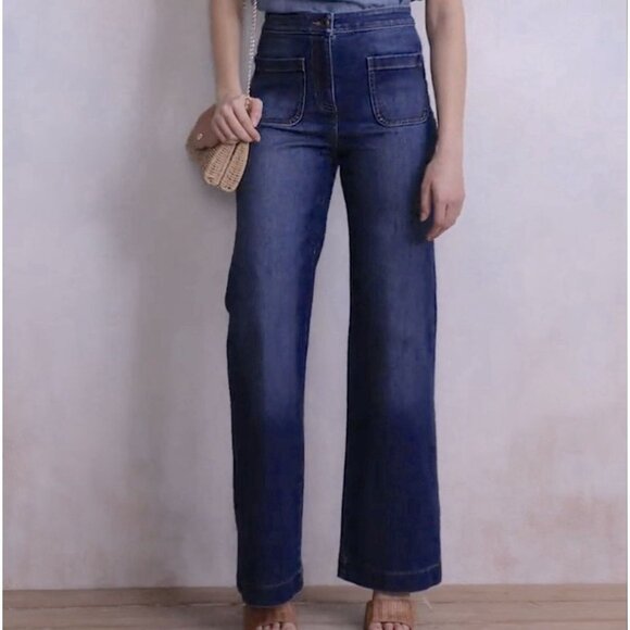 NWT Lauren Conrad Super High Rise Wide Leg Denim Jeans Womens Size 18 Short - Picture 1 of 14